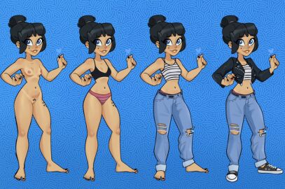 breasts clothed clothed/nude clothes clothing completely_naked completely_nude cute female lego naked naked_female naked_tits ninjago nipples nude nude_female nya_(ninjago) panties pussy smile the_lego_ninjago_movie tobiart vagina