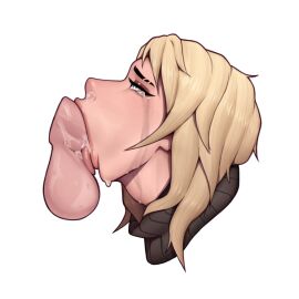 1boy 1girls all_the_way_to_the_base balls balls_deep blonde_hair blowjob crying deadlock_(valorant) deepthroat deepthroat_no_hands fellatio female gag gagging genitals male oral oral_penetration penetration penile penis penis_in_mouth petite sex slim tears throat_bulge tongue tongue_out tongue_out_blowjob turtleneck valorant yoboyblackout