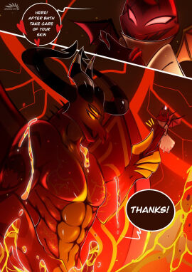 2024 2boys abs albablue777 anthro bara bath biceps big_wings black_horn brown_background candle claws close-up closed_eyes clothed clothed_male clothing comic demon demon_dragon detailed dialogue dragon duo earless english_text exclamation_point facial_markings fire flying footwear glistening glistening_abs glistening_body glistening_horn glistening_pecs glistening_skin glowing glowing_eyes grey_horn half-closed_eyes happy head_markings heart_symbol helluva_boss hi_res holding_object holding_towel horn imp lava lava_bath male male_only markings membrane_(anatomy) membranous_wings motion_lines multi_eye multicolored_body multicolored_horn multicolored_skin multicolored_wings muscular muscular_anthro muscular_male mythological_creature mythological_scalie mythology narrowed_eyes navel neck_spikes noseless nude nude_anthro nude_male open_mouth pecs pink_eyes raised_arm red_background red_body red_nose red_skin red_wings robe satan_(helluva_boss) scalie shadow sharp_teeth shoes signature simple_background size_difference smile speech_bubble spikes standing teeth text towel triceps white_horn wings yaoi yellow_body yellow_eyes yellow_skin yellow_wings yogirt_(helluva_boss)