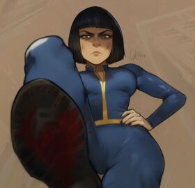 1girls angry angry_expression angry_face black_boots black_hair blood_splatter blood_stain blue_eyes boot_fetish boots catsuit digital_drawing_(artwork) digital_media digital_media_(artwork) dominant dominant_female domination eye_contact fallout female female_focus female_only femdom footwear giantess krautvan oc original_character original_characters pov pov_eye_contact ryona scowl shoe_fetish shoe_soles shoes shoes_on stepped_on stepping stepping_on_face stepping_on_head stomping stomping_pov submissive_pov tight_clothes tight_clothing trample trampling vankraut vault_dweller vault_girl vault_meat vault_suit white_body white_skin