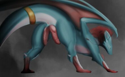 animal_genitalia anus blue_body blue_scales dragon erection ertonhin feral genital_slit genitals hi_res knot male membrane_(anatomy) membranous_wings mythological_creature mythological_scalie mythology penis pink_anus pink_knot pink_penis red_body red_membrane red_scales scales scalie solo white_body white_scales wings