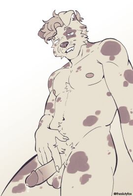 anthro balls bite biting_lip bodily_fluids canid canine canis circumcised domestic_dog genital_fluids genitals hi_res humanoid_genitalia humanoid_penis leaking_precum looking_at_viewer male mammal muscular muscular_anthro muscular_male nipples nude pecs penis portrait precum pubes simple_background solo teeth theslutyfox three-quarter_portrait