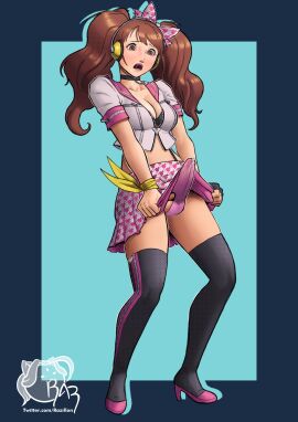 1futa atlus big_penis breasts brown_hair bulge bulge_through_clothing choker clothed clothed_futa clothing crop_top_jacket cropped_jacket cum embarrassed erect_penis erection erection_in_panties erection_under_clothes fully_clothed futa_only futanari hair_ribbon headphones hiding_erection high_heels human idol intersex kujikawa_rise light-skinned_futa light_skin penis persona persona_4 persona_4:_dancing_all_night pink_clothing pink_panties pink_skirt precum precum_drip precum_through_clothing razillon sega solo solo_futa standing tenting thigh_boots twintails