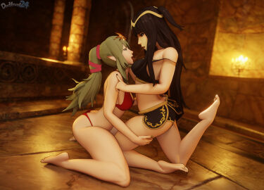 2girls 3d after_kiss alternate_costume arm_around_waist armpits ass ass_crack back bangs bare_arms bare_back bare_legs bare_midriff bare_shoulders barefoot big_ass bikini bikini_skirt bisexual bisexual_female black_bikini black_eyes black_hair black_nails black_swimsuit breasts butt_crack caress caressing_face cleavage collarbone dochaunt24 female female_only femdom femsub fire_emblem fire_emblem_awakening full_body green_eyes green_hair green_nails half-closed_eyes hand_on_another's_face hand_on_another's_shoulder indoors kneeling leg_grab leg_up legs long_hair looking_at_another looking_down looking_up medium_breasts midriff multiple_females multiple_girls nail_polish nintendo off_shoulder open_mouth pointy_ears ponytail red_bikini red_swimsuit reward saliva saliva_trail sharing_partner shoulders sideboob slave spread_legs swimsuit textless_version tharja_(fire_emblem) thick_thighs tiki_(fire_emblem) tiki_(fire_emblem)_(adult) tongue tongue_out trade two_side_up very_long_hair wife yuri