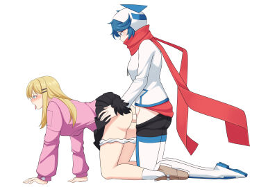 1futa 1girls absurdres ahe_gao alternate_breast_size ass big_breasts blonde_hair blue_eyes blue_hair bodystocking boots breasts chrono_ark clothed clothing commission commissioner_upload crossover duo erection female from_behind futa_on_female futa_with_female futanari hair_ornament highres hood hood_up hoodie human intersex iroproject7 jacket kneeling light-skinned_female light-skinned_futa light_skin long_hair lucy_(chrono_ark) medium_hair mostly_clothed multiple_females multiple_girls non-web_source one_step_from_eden penis pussy scarf scarf_over_mouth selicy_(one_step_from_eden) sex skirt thigh_boots thighs vaginal_penetration white_background zipper_pull_tab