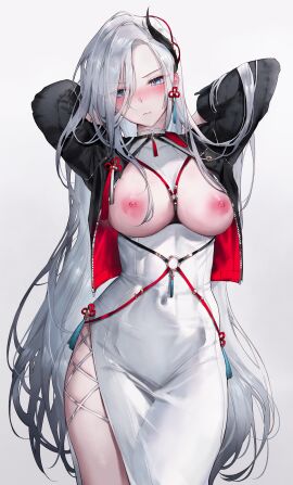 breasts eyes female genshin_impact girl hair lips nipples shenhe_(genshin_impact)
