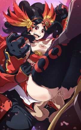 1girls 2boys anal anal_penetration anal_sex armor arms_up ass balls black_gloves black_hair black_pants black_pantyhose blush bra breasts breasts_out cape checkered_clothes clitoral_hood clitoris clothed_sex detached_sleeves double_penetration embroidery eyelashes feather_hair_ornament feathers female gloves gold_trim hairband happy happy_sex holding_another's_leg kaihime large_breasts large_penis legs legs_together legs_up lifting_person lips lipstick long_bangs long_hair looking_down male multicolored_clothes muneshige_tachibana nipples open_mouth open_pants orphen_(pink_seito) pantyhose parted_bangs partial_male penis pinkseito pokemon pokemon_conquest pussy pussy_juice red_bra red_cape red_eyes ribbon-trimmed_bra sanada_yukimura sanada_yukimura_(sengoku_musou) sandwiched sengoku_musou smile tassel teeth testicles thighs tongue torn_clothes torn_pantyhose vaginal_penetration vambraces wavy_hair