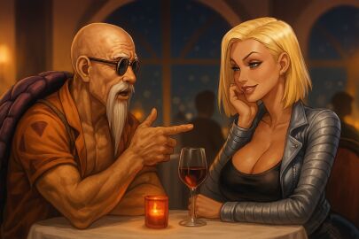 android_18 couple date_night dragon_ball master_roshi