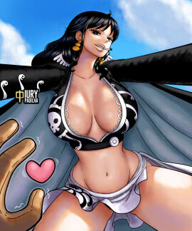 1girls big_boobs big_breasts big_tits black-haired_female black_hair boobs breasts cigarette cigarette_in_mouth cleavage clothing female female_only gol_d_roger hourglass_figure huge_boobs huge_breast huge_tits iury_padilha large_boobs large_breasts large_tits long-haired_female long_hair looking_at_viewer massive_boobs massive_breasts massive_tits navel one_piece pov shakuyaku smile sugestive_pose thick_thighs tits