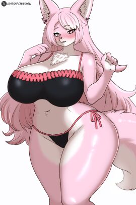 1girls 2024 absurd_res anthro artist_name big_breasts big_thighs blush bra breasts cherifokkusu commission countershading felid feline female female_only fur furry long_hair looking_at_viewer nina_(maid_lana) pink_eyes pink_fur pink_hair side-tie_panties smiling smiling_at_viewer solo tail thick_thighs twitter_username white_background wide_hips