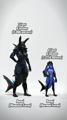 3d absurd_res anthro digital_media_(artwork) domi_(domibun) domibun duo female fur glowing glowing_eyes glowing_markings hi_res horn horned_tail hybrid markings scales source_filmmaker_(artwork) tail
