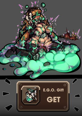 blush bowtie bulge censored clock dante_(limbus_company) female fire gaping_nipples gaping_pussy green_slime hair_ornament ishmael_(limbus_company) lactating lactation limbus_company mind_break mindbreak mosaic_censoring mouthful orange_hair project_moon pussy red_hair rule_63 shivering slime slime_(substance) smile stomach_bulge thighhighs wormhole worried yaubingowo