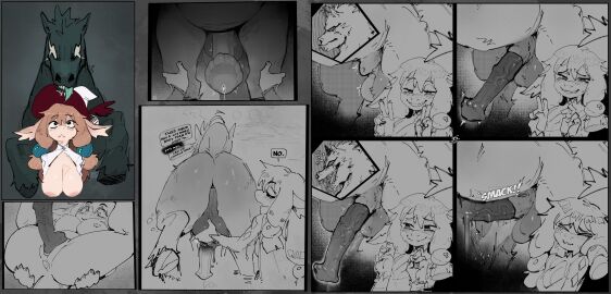 1boy 1girls absurd_res animal_genitalia animal_penis anthro anus areola balls balls_fondling biped bodily_fluids breasts closed_eyes dialogue dragon duo equid equine equine_genitalia equine_penis erection female feral flaccid fondling frown genital_fluids genitals goon_(goonie_san) goonie-san grey_body hair hi_res hollow_eyes horse horse_venom_(marvel) horsecock looking_at_viewer lying male mammal marvel marvel_comics mythological_creature mythological_scalie mythology nipples on_back original_character penetration penile penile_penetration penis precum pussy quadruped scalie sex shallow_penetration speech_bubble spider-man_(series) symbiote vaginal_penetration venom_(marvel) zoophilia