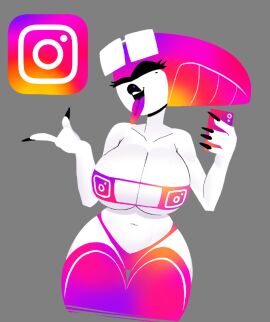 1girls bikini breasts deltarune female instagram large_breasts midriff panties queen_(deltarune) robot selfie sqwunx_(artist) sunglasses_on_head thick_thighs thighhighs tongue tongue_out white_skin wide_hips