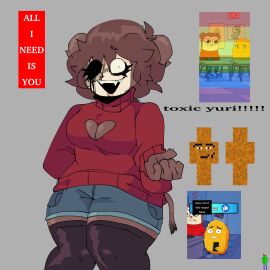 1girls baldi baldi's_basics_in_education_and_learning baller breasts brown_fur cleavage_cutout cleavage_window clothed_female evil_max_(max_design_pro) evilgoober female food friday_night_funkin friday_night_funkin_mod furry furry_female gay_flag gegagedigedagedago genderswap genderswap_(mtf) haplorhine homosexual humor implied_yuri jean_shorts lesbian looking_at_viewer man_face_(roblox) max_(max_design_pro) max_design_pro meme minecraft minecraft_skin monkey monkey_girl nugget_(max_design_pro) pride_color_flag pride_flag primate rainbow_pride_colors roblox rule_63 scary scary_face shorts stockings sweater text thighhighs twiddlefinger yuri