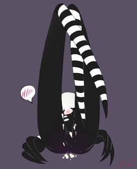 ambiguous_gender animatronic between_thighs black_skin blush blush_lines blushing_at_viewer classic_fnaf_2_marionette classic_fnaf_2_puppet colored cum cum_on_crotch cum_on_thighs five_nights_at_freddy's flat_chest humanoid implied_ejaculation intercrural marionette_(fnaf) no_feet no_genitals_shown null_crotch puppet_(fnaf) rjdegen solo white_stripes