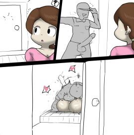 1boy 1girls ass big_ass big_penis black_eyes brown_hair cock dick door doorway enigi09 erect_penis erection female female_penetrated hi_res huge_cock light-skinned_female light_skin male male_penetrating male_penetrating_female mating_press original penis questionable_consent sex straight straight_sex thick thick_ass thighs voluptuous voluptuous_female wide_hips