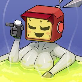 1girls 2025 acid acid_bath bath bathing big_breasts blush borrowed_character breasts bruhmynameisdylan cleavage closed_eyes female female_only grey_body newtybot nude nude_female open_mouth robot robot_girl rose_(newtybot) screen_face soda soda_can solo solo_female