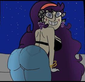 ass ass_focus disney disney_channel festivia_butterfly huge_ass jeans looking_at_viewer lovebot_the_shipanimation night pov purple_hair smile star_vs_the_forces_of_evil