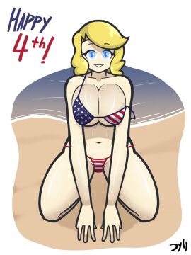 1girls 2d 4th_of_july alternate_universe america_(egobuzz) american_flag american_flag_bikini au beach belly belly_button bikini bikini_bottom bikini_top bra_slip cleavage countryhumans countryhumans_girl dyllzone eyebrows eyebrows_visible_through_hair female female_focus glistening glistening_body long_hair looking_at_viewer seaside signature sitting solo solo_female solo_focus text thick_thighs united_states_of_america_(countryhumans)