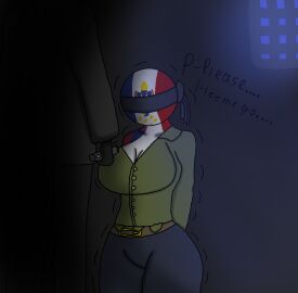 1girls 2humans begging begging_for_mercy big_breasts blindfold blindfolded_female breasts captured captured_female countryhumans countryhumans_girl faceless_character female french_state_(the_new_order) hearts_of_iron_4 offscreen_character ordensstaat_burgund_(the_new_order) pleading seregamecta shaking shaking_in_fear the_new_order torture_chamber whip whip_marks