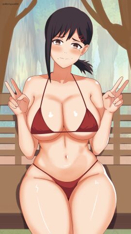 1girls adult adult_female almost_naked almost_nude alternate_breast_size bare_arms bare_belly bare_chest bare_hands bare_hips bare_legs bare_midriff bare_navel bare_shoulders bare_skin bare_thighs belly belly_button bikini bikini_bottom bikini_only bikini_top black-haired_female black_hair blush blush_face blushing_at_viewer blushing_female breasts brown-eyed_female brown_eyes busty busty_female chainsaw_man cleavage collarbone curvaceous curvaceous_body curvaceous_female curvaceous_figure curvaceous_hips curvaceous_thighs curvy curvy_body curvy_female curvy_figure curvy_hips curvy_thighs double_peace_sign double_v_sign eclypse elbows embarrassed embarrassed_expression embarrassed_female exposed_arms exposed_belly exposed_chest exposed_hips exposed_legs exposed_midriff exposed_navel exposed_shoulders exposed_skin exposed_thighs female female_focus female_only fingernails fingers groin halterneck higashiyama_kobeni high_resolution highres hourglass_figure kobeni_higashiyama large_breasts lean_figure lips long_hair looking_at_viewer mature mature_female midriff mole mole_under_eye mole_under_mouth mostly_nude naked naked_female naked_woman narrow_waist navel nearly_nude nude nude_female nudity outdoor outdoor_nudity outdoors outside peace_sign ponytail practically_nude shame shiny_breasts shiny_hair shiny_legs shiny_shoulders shiny_skin shiny_thighs short_ponytail shoulders sign sitting slender_body slender_waist slim_waist solo string_bikini swimsuit swimwear thick_thighs thighs upper_body v v_sign wide_hips