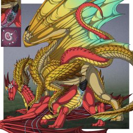 2024 artist_name bite black_penis bodily_fluids cum cum_in_pussy cum_inside dragon duo english_text erection european_mythology feathered_diva female female_penetrated feral feral_on_feral feral_penetrated feral_penetrating feral_penetrating_feral from_behind_position genital_fluids genitals grass hi_res impregnation internal male male/female male_penetrating male_penetrating_female membrane_(anatomy) membranous_wings mounting mythological_creature mythological_scalie mythology neck_bite outside ovum penetration penile penile_penetration penis penis_in_pussy plant pussy quadruped red_body red_scales scales scalie sex sperm_cell tail tail_coil text vaginal_penetration western_dragon wings yellow_body yellow_scales