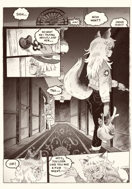 2girls bonnie_guerra bxxxnie comic female monochrome tagme text werewolf witch_hat