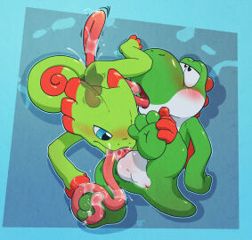 4_toes 69_position anus argon_vile ass backsack balls ballsack barefoot blush bodily_fluids crossover duo feet foot_fetish foot_grab foot_lick foot_play genitals hi_res internal licking long_tongue looking_at_another looking_at_partner male male/male mario_(series) nintendo oral penis playtonic_games reptile saliva scalie sex soles sucking sucking_penis toes tongue tongue_out yaoi yooka yooka-laylee yoshi