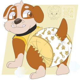 1:1 2021 ageplay artist_logo artist_name bulldog canid canine canis clean_diaper clothing collar construction_uniform dated diaper digital_drawing_(artwork) digital_media_(artwork) dog domestic_dog english_bulldog feral fur hi_res infantilism kibacpup male male_only mammal mastiff molosser multicolored_body multicolored_fur nickelodeon nickjr paw_patrol pawprint_diaper poofy_diaper qr_code roleplay rubble_(paw_patrol) signature sketch solo spin_master teeth twitter_username two-tone_body two-tone_fur underwear young young_feral young_male