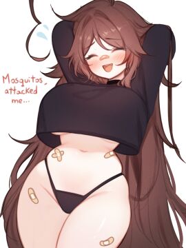 1girls bandage belly_button black_hoodie black_panties blush breasts brown_hair closed_eyes crop_top crop_top_overhang cropped_sweater embarrassed female female_only high_waisted_thong hoodie indie_virtual_youtuber large_breasts long_hair open_mouth panties plaster sky_(skyaboveme) skyaboveme smile solo solo_focus stomach sweater thick_thighs thighs thighs_together thong underboob underboob_sweater virtual_youtuber white_background wide_hips