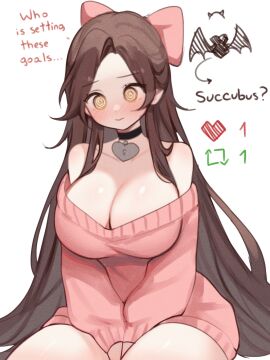 1girls big_breasts breasts brown_hair choker english_text female female_focus female_only heart_choker hips indie_virtual_youtuber large_breasts long_hair long_sleeves looking_at_viewer sky_(skyaboveme) skyaboveme text thick_thighs thighs very_long_hair virtual_youtuber white_background yellow_eyes