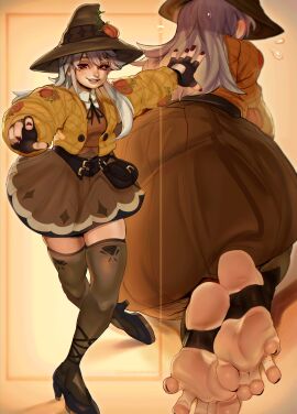 1girls 2d arms_up back_view cashumeru clothed clothed_female epic_games feet feet_together female female_only fingerless_gloves flexible_toes fortnite fortnite:_battle_royale fully_clothed hat legwear lexa_(fortnite) lexa_hexbringer_(fortnite) light-skinned_female light_skin long_hair looking_at_viewer no_shoes painted_nails painted_toenails presenting_hindquarters red_eyes skirt smile smiling solo solo_female spread_toes standing stirrup_legwear tagme white_hair witch_hat