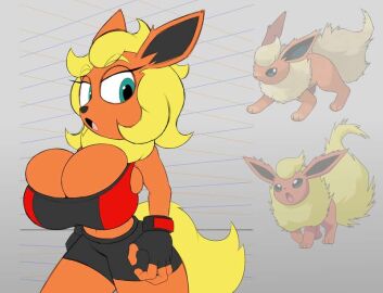 anthro big_breasts breasts creatures_(company) eeveelution female female_only flareon game_freak generation_1_pokemon nintendo pokemon pokemon_(species) pokemon_rgby pokémon_(species) slickehedge solo