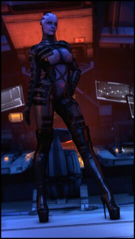 3d alien alien_girl alien_humanoid asari clothed female fetish_wear foab30 high_heel_boots high_heels leather leather_clothing liara_t'soni mass_effect seductive seductive_look stiletto_heels very_high_heels