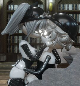 1boy 2girls 3d 3d_(artwork) accurate_art_style alexandrstariy butler drone female glasses glitch_productions gold_hair golden_hair j_(murder_drones) j_worker_drone kissing library light_gray_hair maid maid_headdress male male/female murder_drones n_(murder_drones) n_worker_drone robot robot_boy robot_girl sex stepanaan v_(murder_drones) v_worker_drone white_eyes white_hair