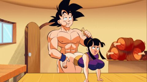 1boy 1boy1girl 1girls animated bent_over canon_couple chichi dragon_ball eating female funsexydragonball male penetration sex son_goku tagme