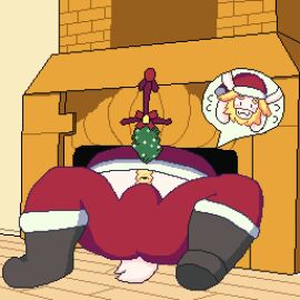 1:1 2020 animated anthro asgore_dreemurr bara beard blonde_hair boss_monster_(undertale) bovid bulge caprine christmas christmas_clothing christmas_headwear clothed clothing costume cutaway digital_media_(artwork) expression_cutaway facial_hair fireplace fur goat hair hat headgear headwear holidays horn loop male male_only mammal mistletoe overweight overweight_anthro overweight_male pixel_(artwork) pixel_animation plant santa_costume santa_hat short_playtime smush-sin solo spread_legs spreading stuck stuck_in_chimney tail undertale undertale_(series) white_body white_fur yaoi