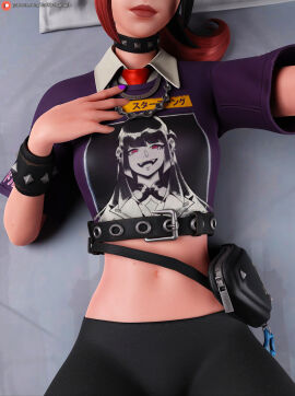 1girls 3d belly breasts choker crop_top darkbahamuth female fortnite helsie_(fortnite) midriff naked navel petite pose selfie slim_waist small_breasts solo teenager tight_clothing wide_hips young younger_female