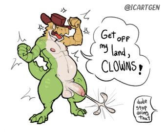 1boy 2024 annoyed annoyed_expression anthro anthro_focus anthro_only balls completely_nude cowboy_hat cum cumming cumshot ejaculate ejaculating_cum ejaculation english english_text erect_penis erection glans glitch_productions gummigoo_(the_amazing_digital_circus) hat headgear humanoid humanoid_genitalia humanoid_penis ledange male male_anthro male_focus male_only navel nipples nude nude_male orgasm penis simple_background solo solo_anthro solo_focus solo_in_panel solo_male spiked_tail spikes spikes_(anatomy) testicles text text_bubble the_amazing_digital_circus toe_claws toes vein veiny_penis