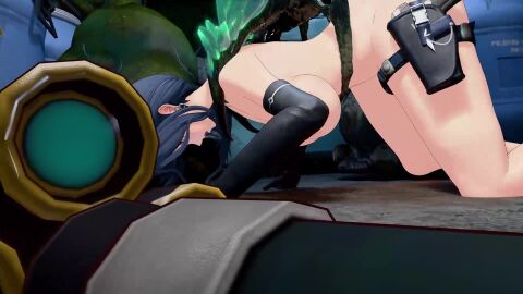animated big_ass big_breasts bouncing_breasts doggy_style dp-12_(girls'_frontline) dress egg girls'_frontline girls'_frontline_2:_exilium huge_breasts insects lair nest no_panties raped_by_monster ripped_clothing spider tagme video
