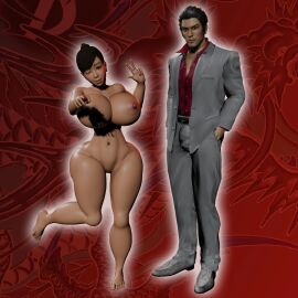 1boy 1girls 3d ass balls barefoot big_ass big_balls big_breasts big_butt big_muscles big_nipples big_penis big_thighs blender_(artwork) blender_eevee breasts clothed clothed_male clothed_male_nude_female completely_nude father_and_daughter female full_body kazuma_kiryu kiryu_kazuma male muscles naked naked_female nude nude_female penis pointing pointing_at_viewer pose ruvgaming ryuu_ga_gotoku sawamura_haruka showcase testing yakuza_(series)