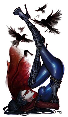 1girls ass big_ass black_hair bodysuit child_bearing_hips curvaceous curvaceous_ass curvaceous_body curvaceous_female curvaceous_figure curvaceous_hips curvaceous_thighs curvy curvy_body curvy_female curvy_figure curvy_hips curvy_thighs female female_focus female_only full_body fully_clothed high_heels large_ass latex latex_bodysuit latex_suit league_of_legends legs legs_up long_hair long_legs looking_at_viewer ponytail red_lipstick red_sunglasses seductive seductive_eyes seductive_look seductive_pose seductive_smile simple_background solo sunglasses thick thick_ass thick_butt thick_hips thick_legs tight_clothes tight_clothing tight_fit vaybu vayne waifu white_background