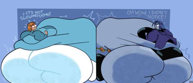 2girls ass ben_10 big_ass big_belly crossover dc dc_comics expansion female female_only gwen_tennyson huge_ass huge_belly puntthepoodle raven_(dc) teen_titans weight_gain