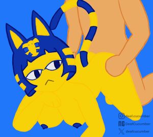 animal_crossing animated ankha ankha_(animal_crossing) bouncing_breasts breasts clothing deafcucumber doggy_style duo egyptian egyptian_clothing egyptian_headdress egyptian_mythology felid feline_ears feline_tail female from_behind_position humanoid male male/female male_penetrating mammal middle_eastern_mythology mythology nintendo penetration pussy sex short_playtime vaginal_penetration