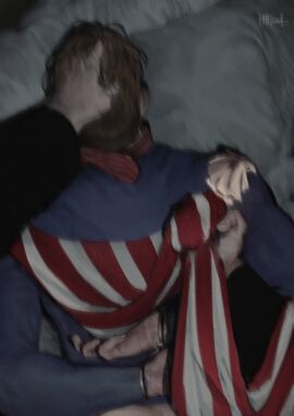 1boy 2boys artist_request blurry colored fully_clothed male male_only masculine no_visible_genitalia pov