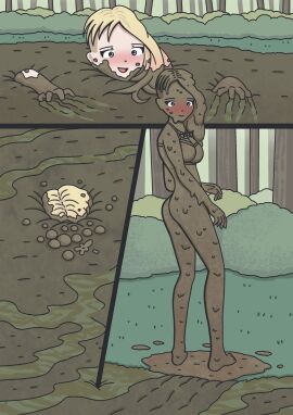 asymmetrical_hair bogexplorer completely_covered_in_mud covered_in_mud dirty dirty_girl female female_only gwen_stacy gwen_stacy_(spider-verse) marvel marvel_comics mud muddy quicksand shaved_side solo spider-man:_into_the_spider-verse spider-man_(series)