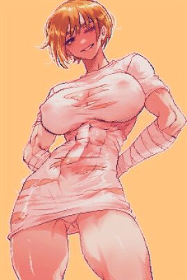 1girls abs athletic athletic_female bare_legs bare_thighs bell_(spoiledmuffin) big_breasts blonde_hair breasts clothed clothing female female_focus female_only fit fit_female hi_res large_breasts light-skinned_female light_skin muscles muscular muscular_female nipples_visible_through_clothing original panties pixel_art ripped_clothing short_hair slim_waist solo solo_female spoiledmuffin thick_thighs torn_clothes wide_hips