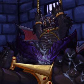 2_penises absurd_res angry animal_genitalia animal_penis ankle_cuffs ass blizzard_entertainment bodily_fluids captured chained chained_up chains cloaca cloacal_penis cuff_(restraint) cum cum_drip cum_dripping_from_face cum_dripping_from_penis cum_on_ass cum_on_belly cum_on_body cum_on_butt cum_on_chest cum_on_face cum_on_feet cum_on_leg cum_on_penis cuntboy cuntboy_sans_balls dahurgthedragon diphallia diphallism dragon dripping dungeon european_mythology feet feral forced_spreading_arms forced_spreading_legs genital_fluids genitals handcuffed handcuffs hemipenes herm hermaphrodite hi_res hindpaw intersex male maleherm metal_cuffs mouth_closed multi_genitalia multi_penis muzzle_(object) muzzled mythological_creature mythological_scalie mythology paws penile_spines penis perspective purple_cloaca purple_penis pussy questionable_consent raised_arms restrained restrained_arms restrained_legs restrained_tail restraints scalie seminal_groove solo spreader_bar warcraft western_dragon window window_light wrathion_the_black_prince_(warcraft)
