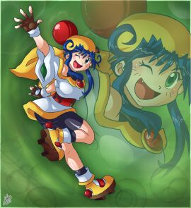 2021 anniversary ass bare_shoulders big_ass blue_hair blush breasts clothing curvaceous dated female female_only green_eyes happy high_resolution iandimas large_ass lime_(saber_j) long_hair looking_at_viewer saber_marionette_j shiny shiny_clothes shiny_hair simple_background skin_tight smile solo spandex thigh_highs thighhighs thighs thong traditional_clothes wafuku white_background wink çopen_mouth